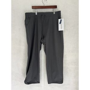 Marika Forged Iron Gray Mid Calf Capri Pants Womens Large Wide Leg